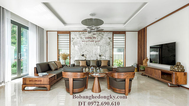 Bàn ghế sofa gỗ óc chó