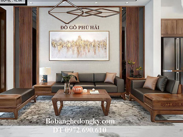 bàn ghế sofa gỗ óc chó