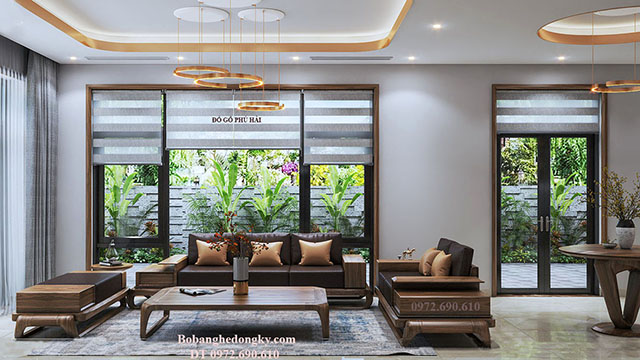 Bộ bàn ghế sofa gỗ óc chó