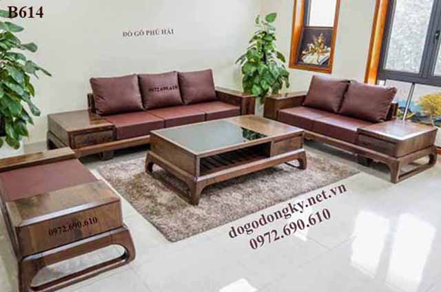 Bàn ghế sofa gỗ óc chó