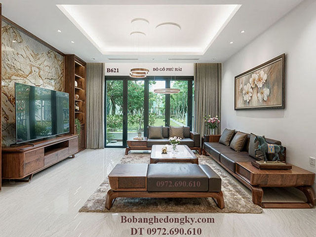 bộ sofa gỗ óc chó tự nhiên