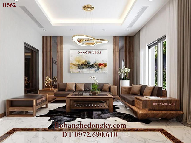 Bàn ghế sofa gỗ óc chó