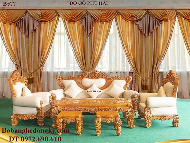 Bàn ghế tân cổ diển mẫu sofa da