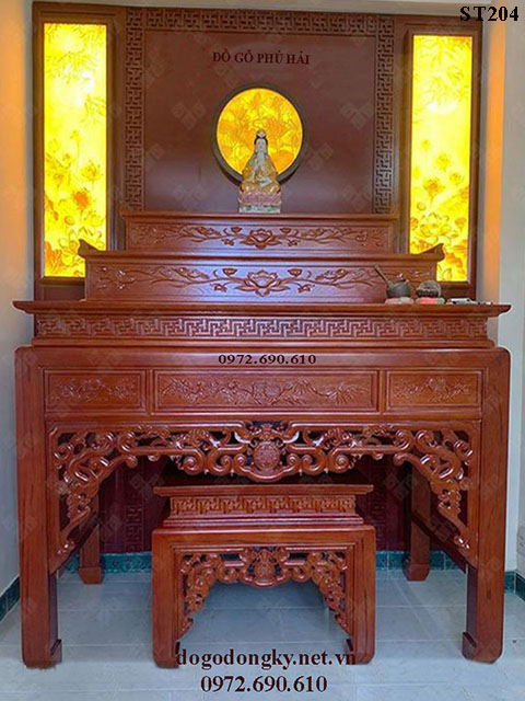 NGẮM】Mẫu Bàn Thờ Tam Cấp Đẹp | Đồ Thờ Phú Hải Sản Xuất ST204 Ngắm】Mẫu Bàn Thờ Tam Cấp Đẹp | Đồ Thờ Phú Hải Sản Xuất St204