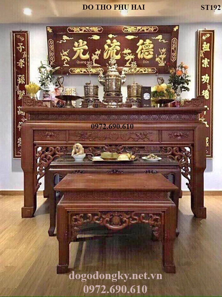 bàn thờ gia tiên gỗ gụ