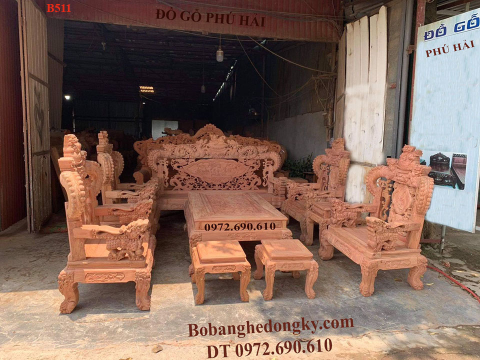 bộ bàn ghế gỗ hương chạm rồng