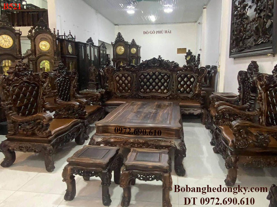 bộ bàn ghế gỗ mun hoa