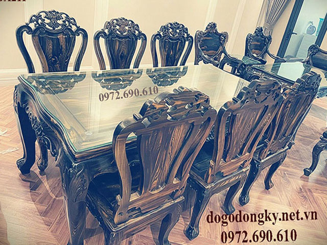 Bộ bàn ghế phòng ăn gỗ mun