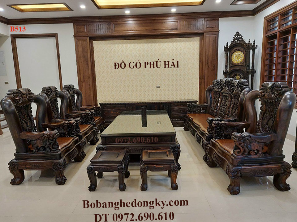 bộ bàn ghế phòng khách gỗ mun