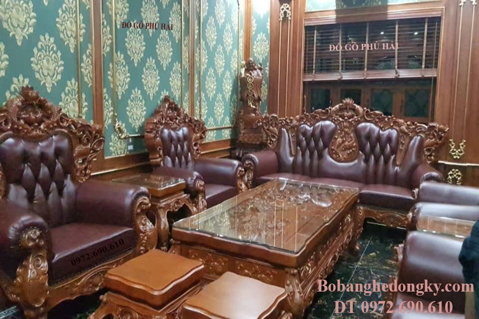 bộ bàn ghế sofa bọc da đẹp