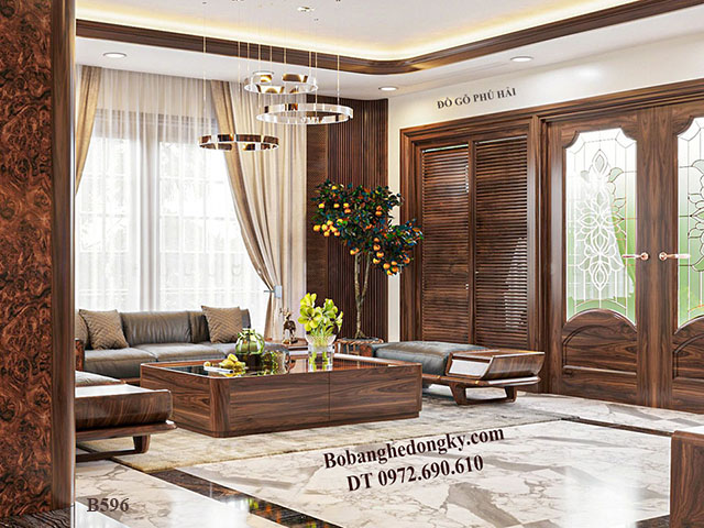 Bộ bàn ghế sofa gỗ óc chó