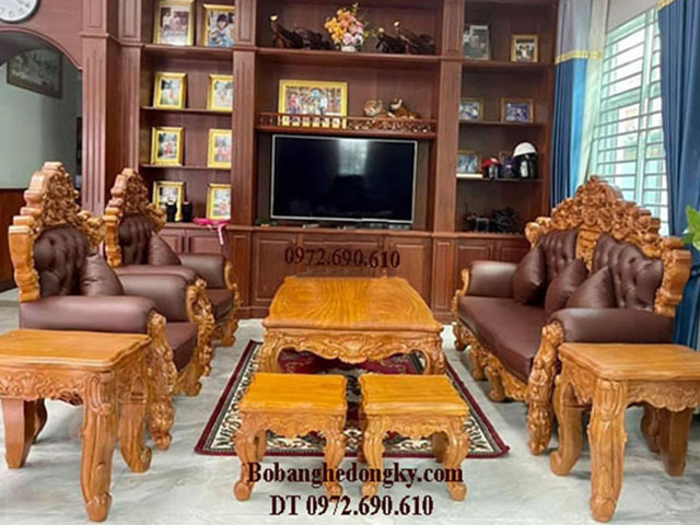 Bộ bàn ghế tân cổ điển bọc da