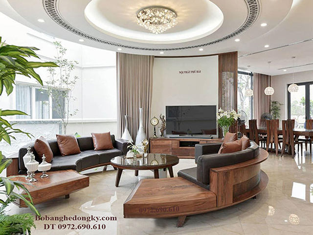 bộ sofa gỗ óc chó cao cấp