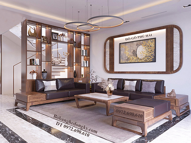 bộ sofa gỗ óc chó