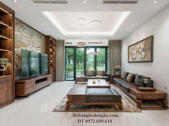 sofa hiện đại gỗ óc chó 