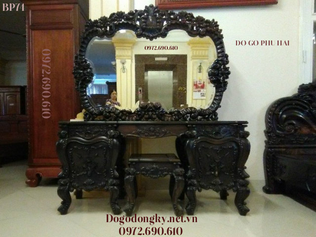 bàn trang điểm gỗ mun hoa