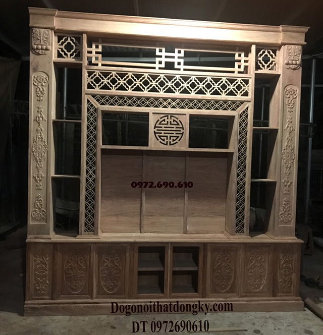 kệ gỗ trang trí phòng khách