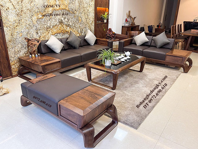 mẫu bàn ghế sofa gỗ óc chó đẹp