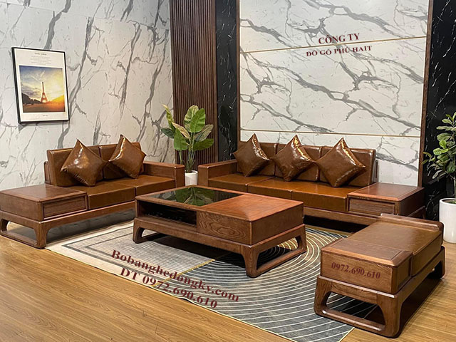 mẫu bàn ghế sofa gỗ sồi nga đẹp