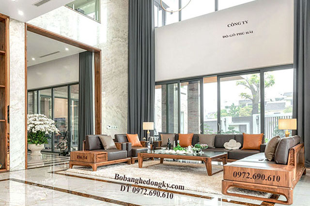 Mẫu sofa gỗ óc chó đẹp