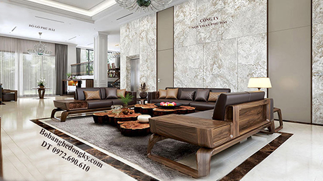 Mẫu sofa gỗ óc chó đẹp