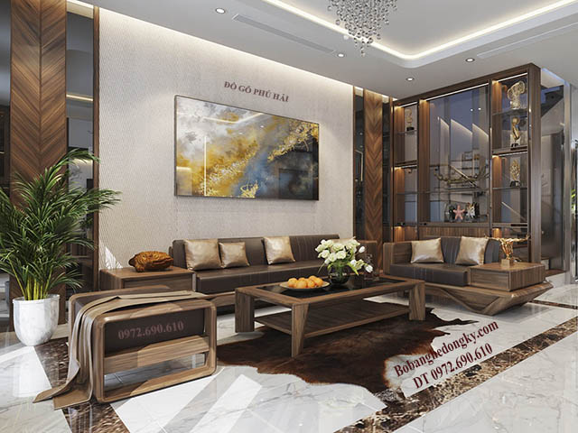 sofa gỗ óc chó