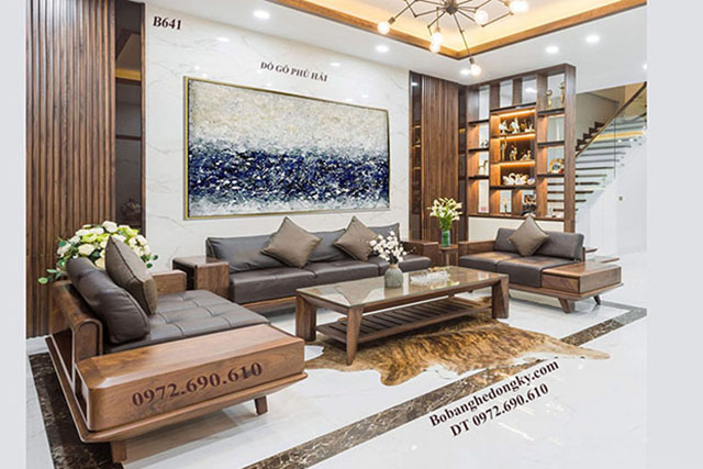 sofa hiện đại gỗ óc chó