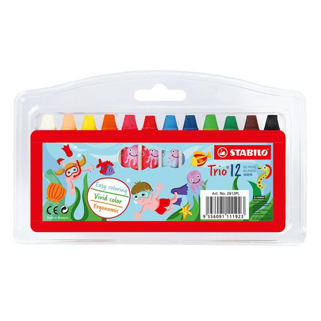 Vỉ Bút Sáp Dầu STABILO Triangular Oil Pastel OP2612 (Loại 12 Màu)