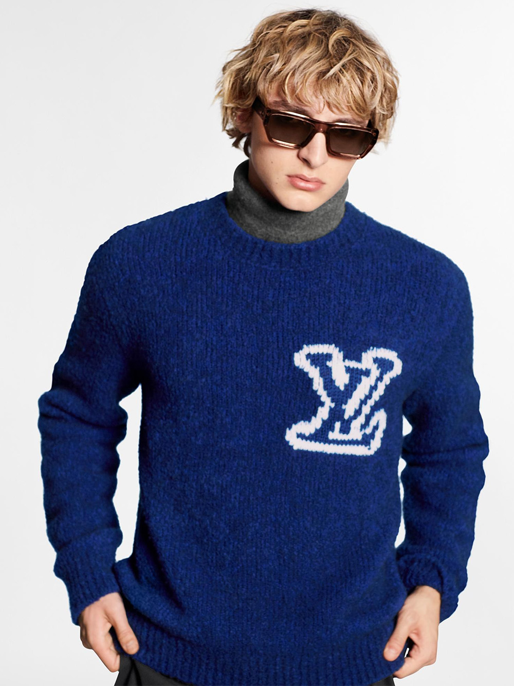 LV intarsia crewneck sweater