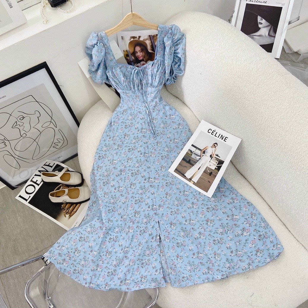 Đầm nữ LOREN hoa xanh C1957