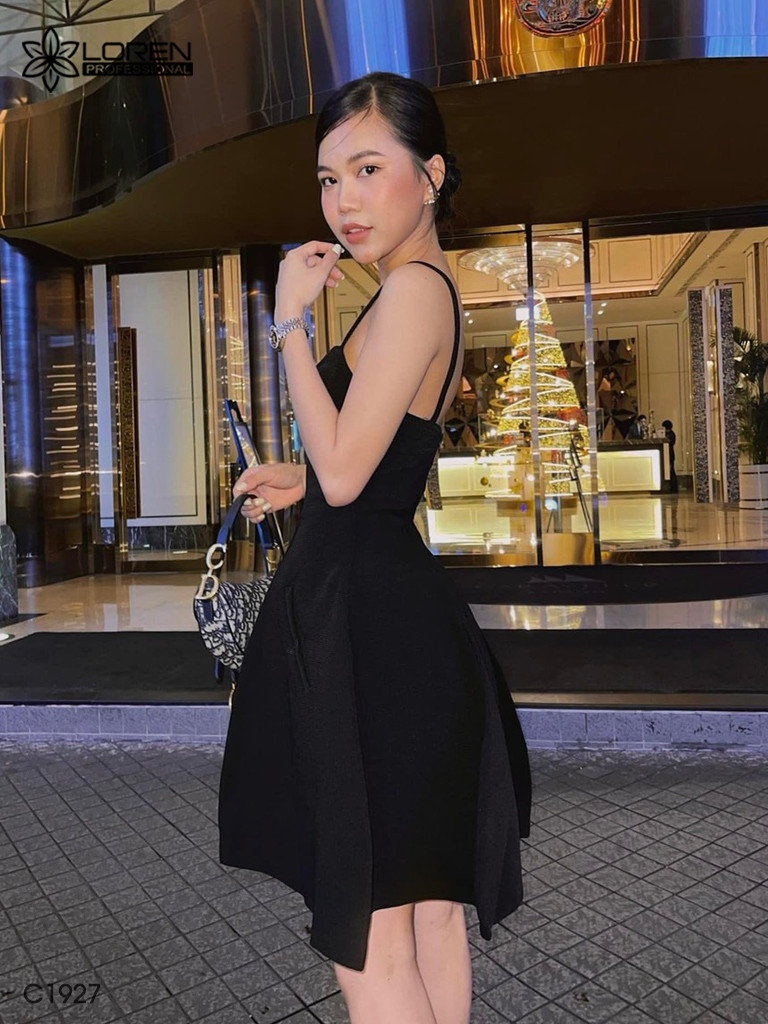 Đầm LOREN gân xòe 2 dây C1927