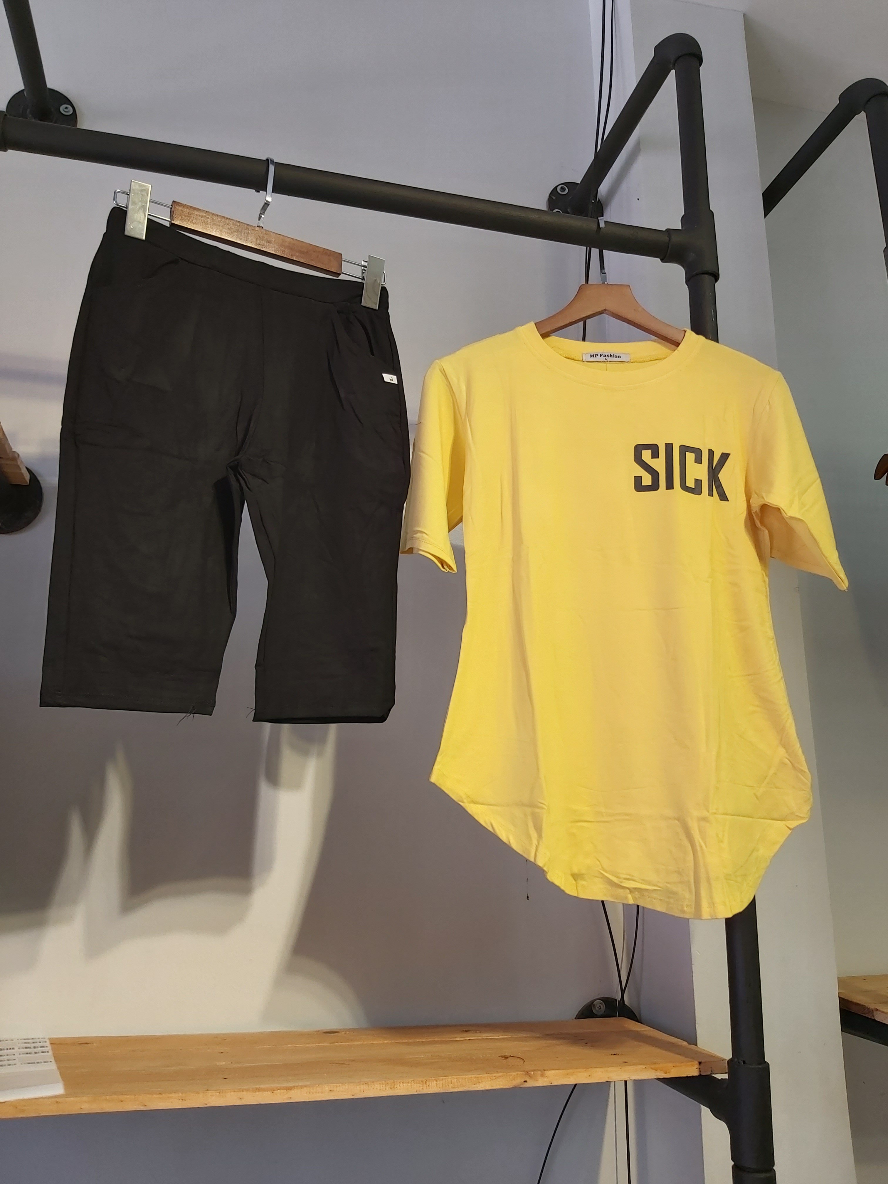 Sét thun nữ lửng sick vàng A9034