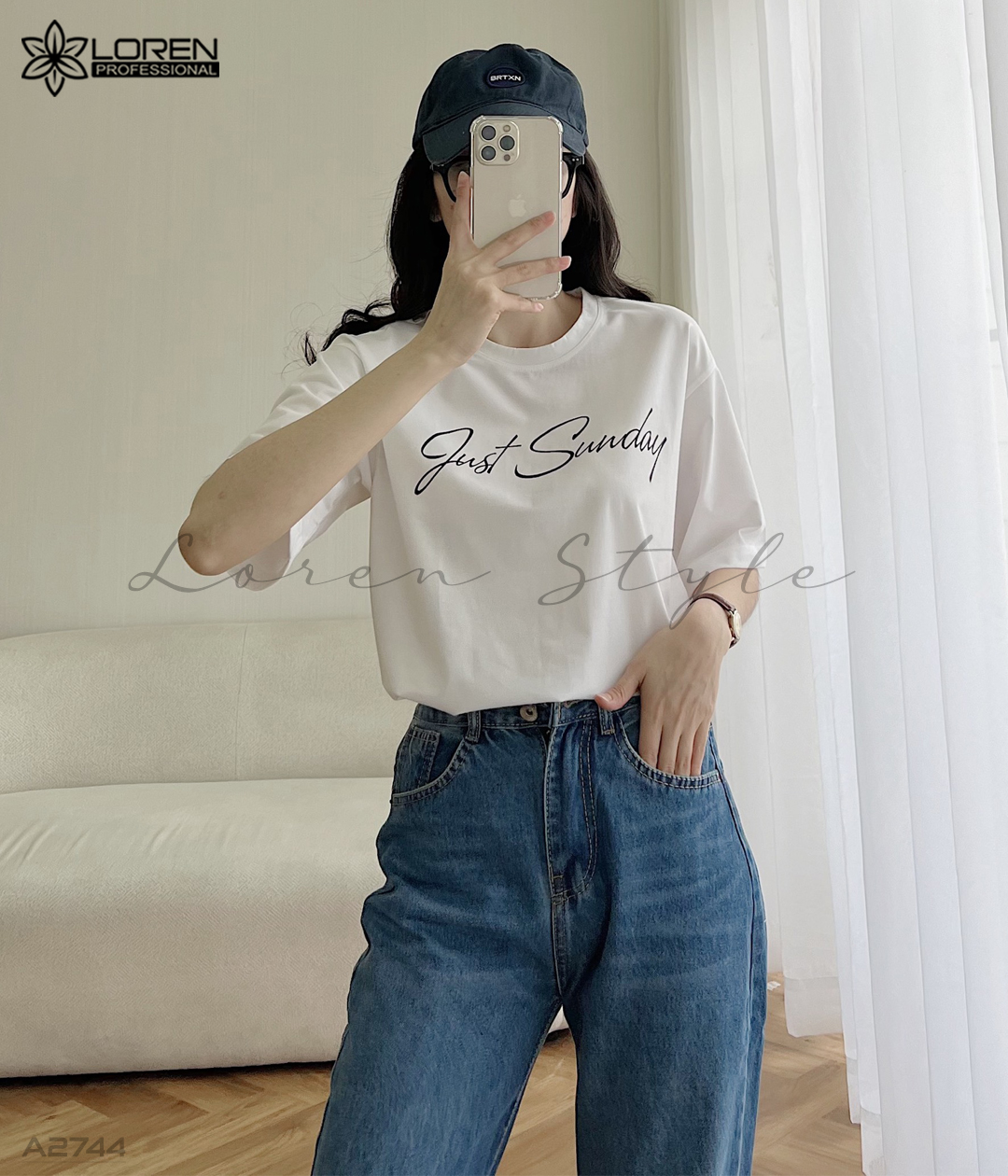 Áo thun nữ LOREN chữ Gust sunday trắng A2744