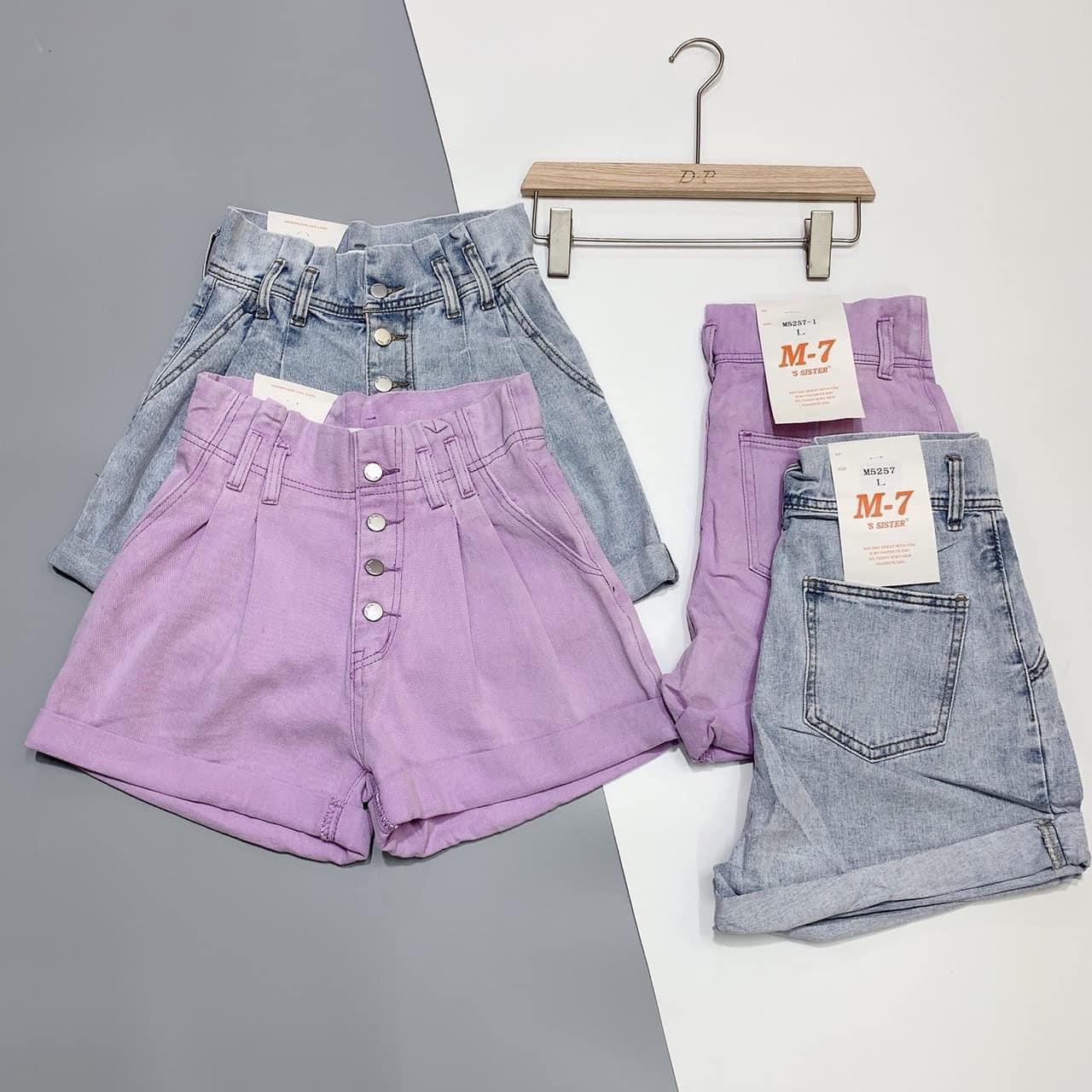 Quần jean short nhiều nút xanh B5099