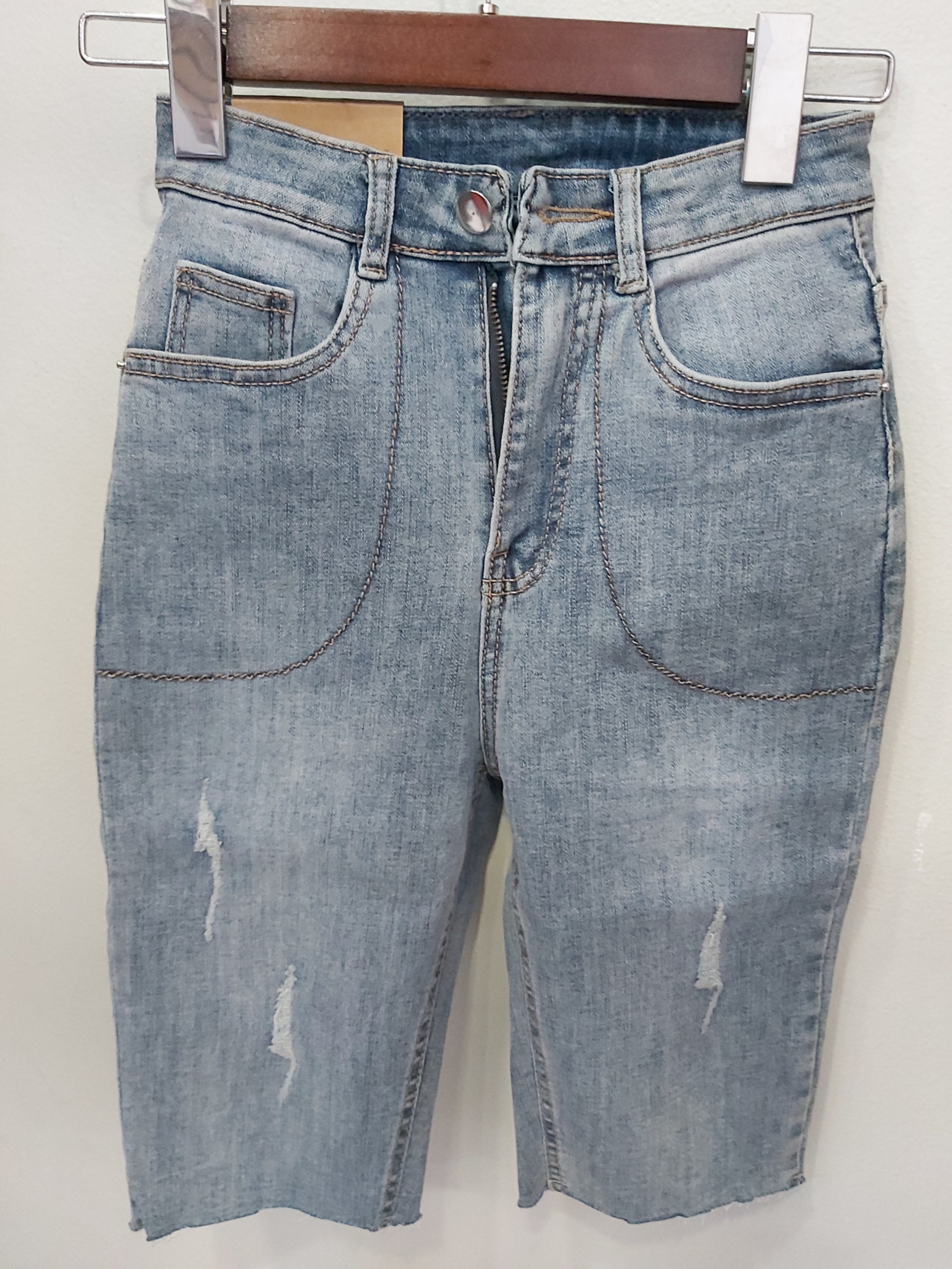 Quần jean ngố tua xanh B5214