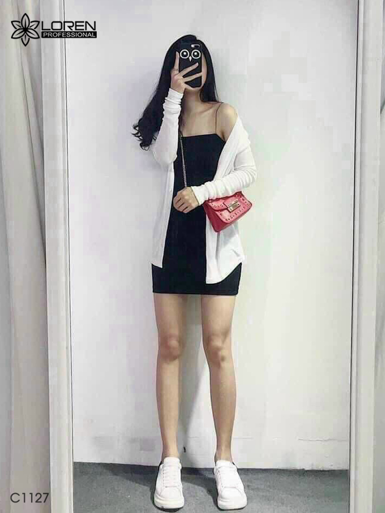 Đầm 2 dây ngắn đen C1127