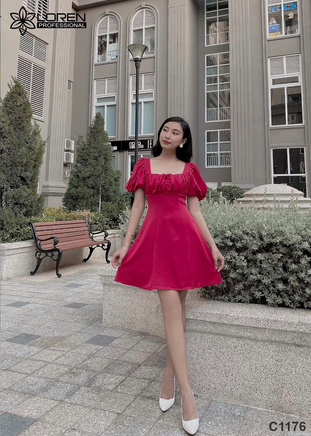 Đầm cut out đỏ C1176