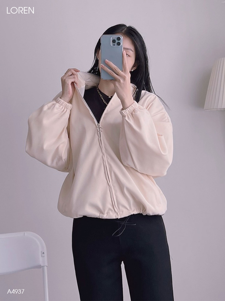 Áo khoác nữ LOREN da lộn tay phồng A4937