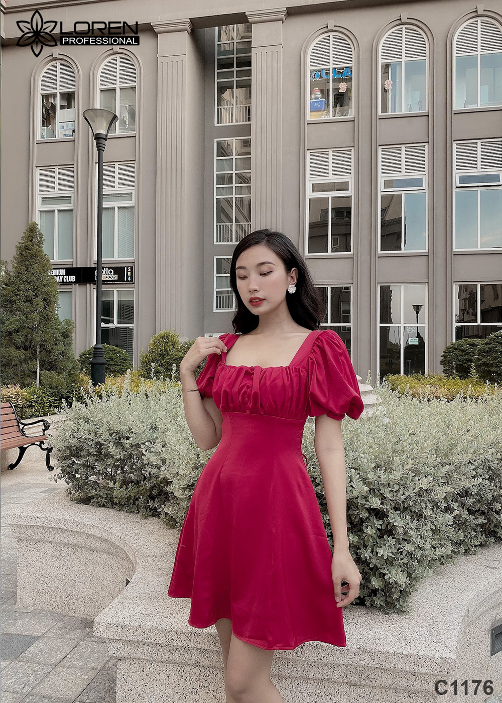 Đầm cut out đỏ C1176