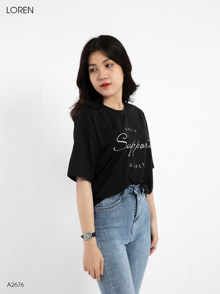 Áo thun nữ LOREN girls support đen A2676