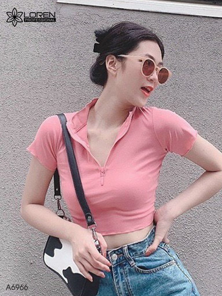 Áo croptop nữ LOREN dây kéo A6966