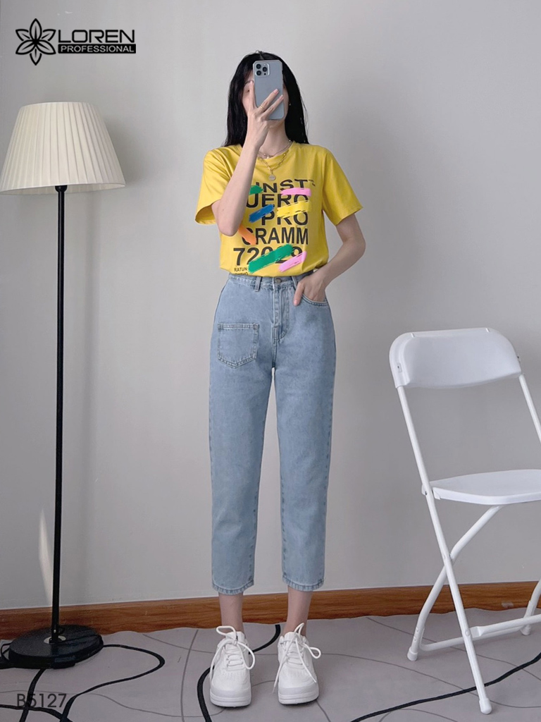 Quần jean baggy LOREN kiểu túi đắp B5127
