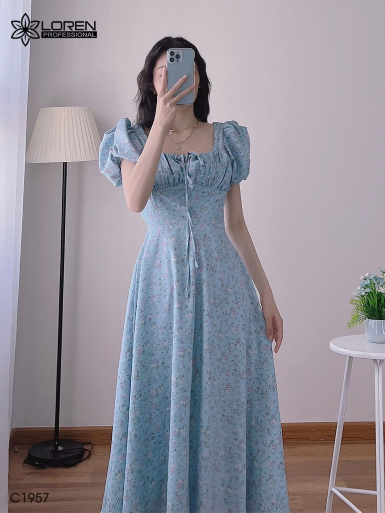 Đầm nữ LOREN hoa xanh C1957
