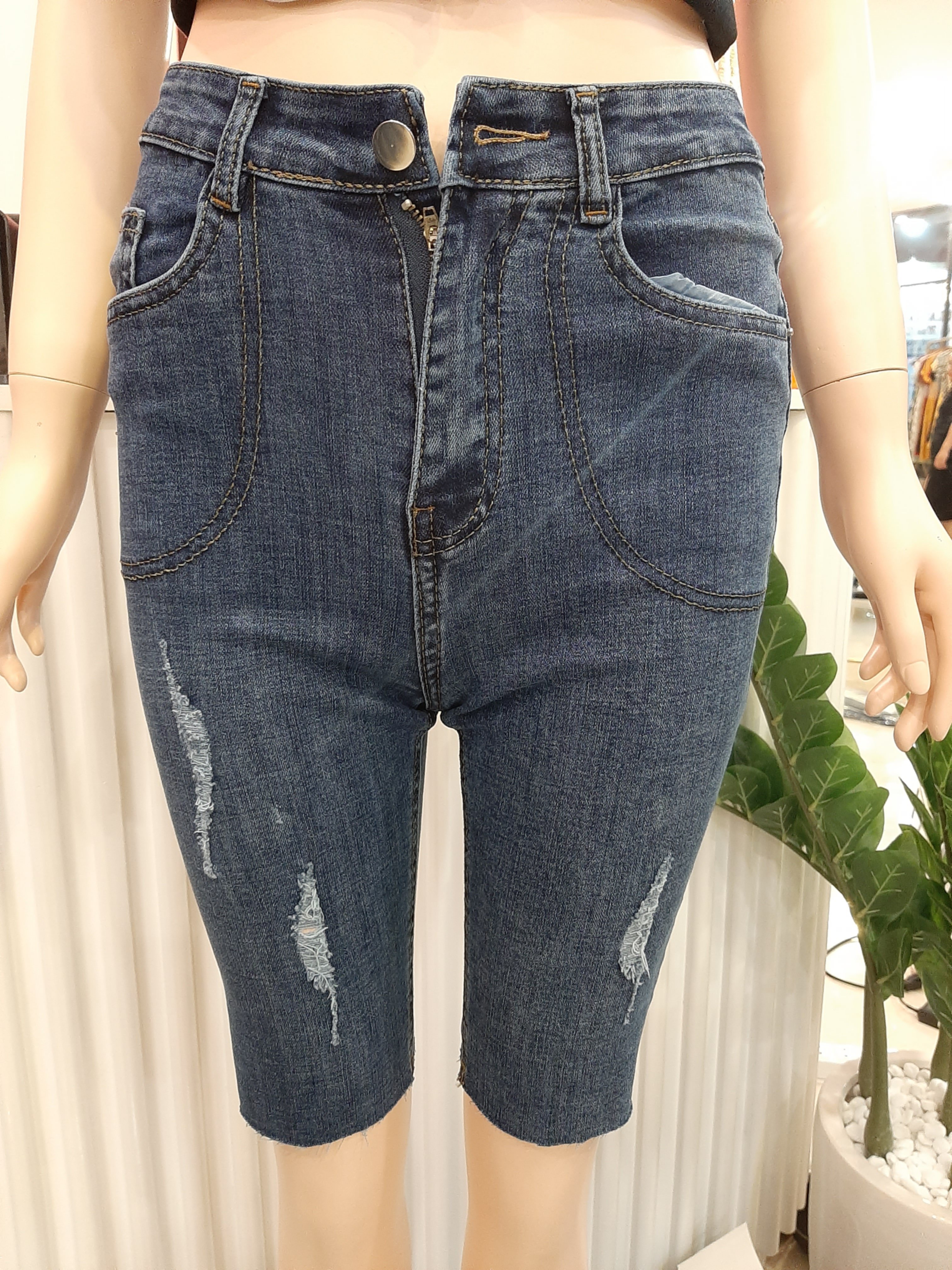 Quần jean ngố tua xanh B5250