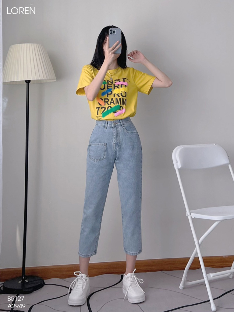 Quần jean baggy LOREN kiểu túi đắp B5127