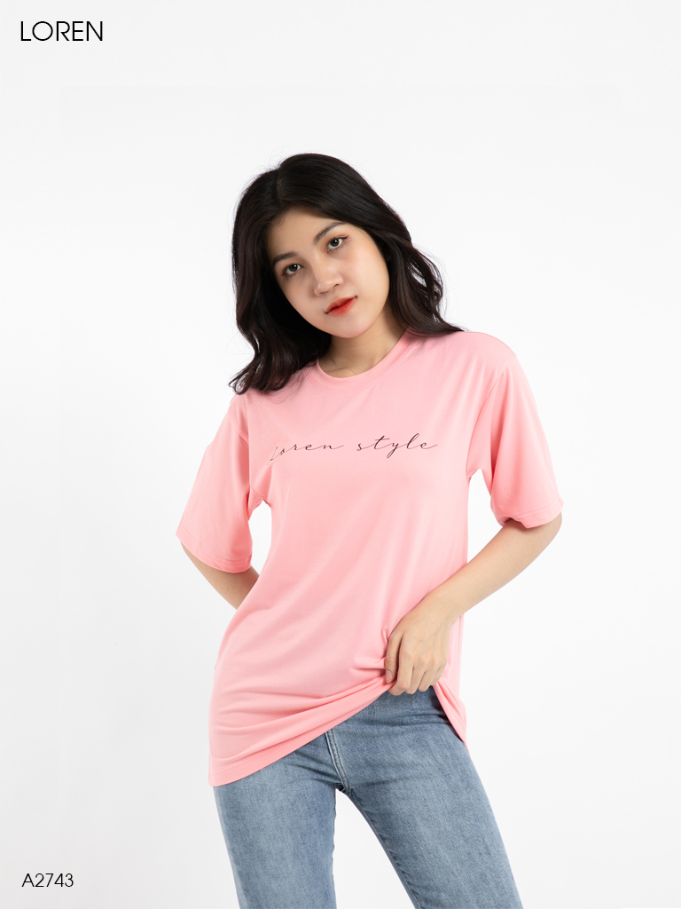 Áo thun nữ LOREN chữ Loren style hồng A2743