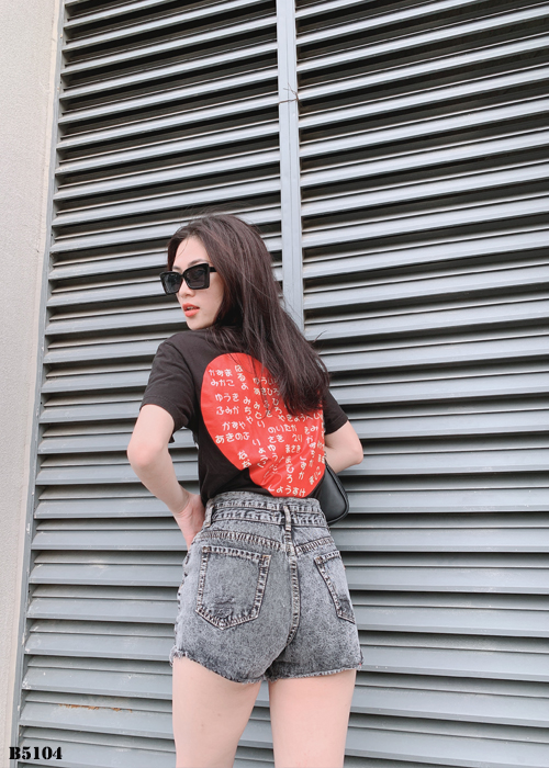 Quần jean short rách tua xám B5104