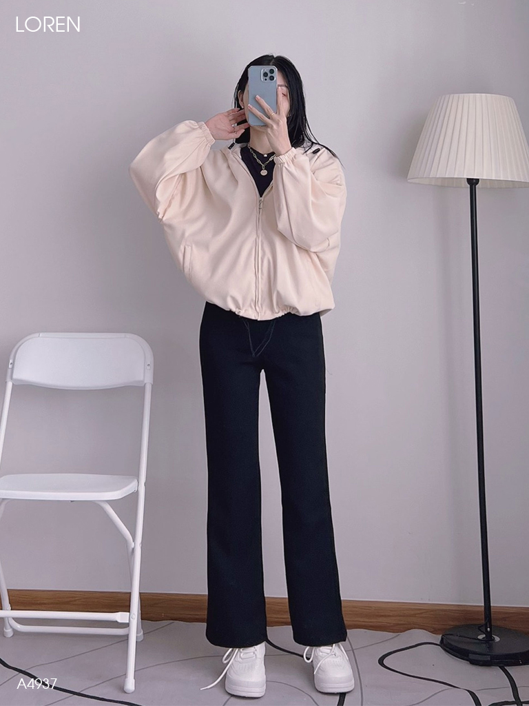 Áo khoác nữ LOREN da lộn tay phồng A4937