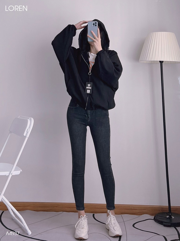 Áo khoác nữ LOREN da lộn tay phồng A4937