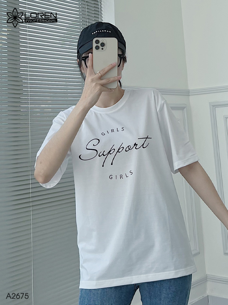 Áo thun nữ LOREN girls support trắng A2675